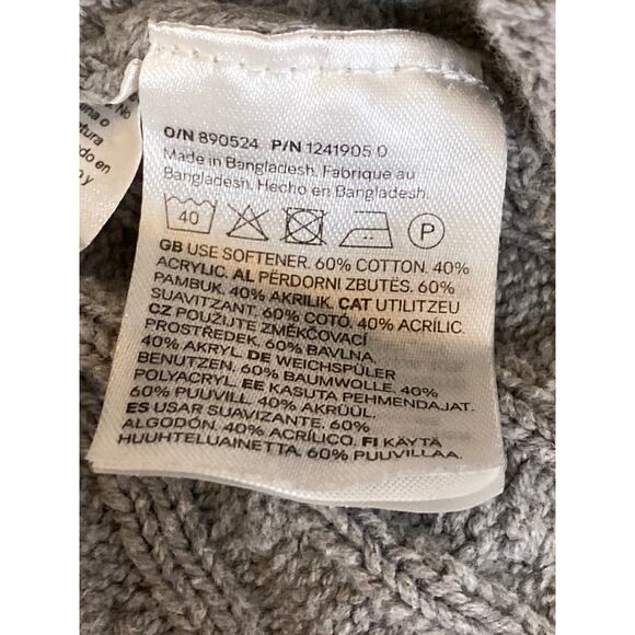 H&M Women's Gray Cable Knit Button Down Short Sleeve Crop Cardigan Sweater Top M - Picture 4 of 4